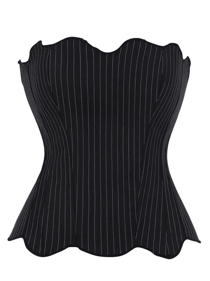 Women'S Random Pattern Lace up Shapewear Tube Top, Elegant Contrast Lace Corset Top, Tummy Control Shapewear for Women