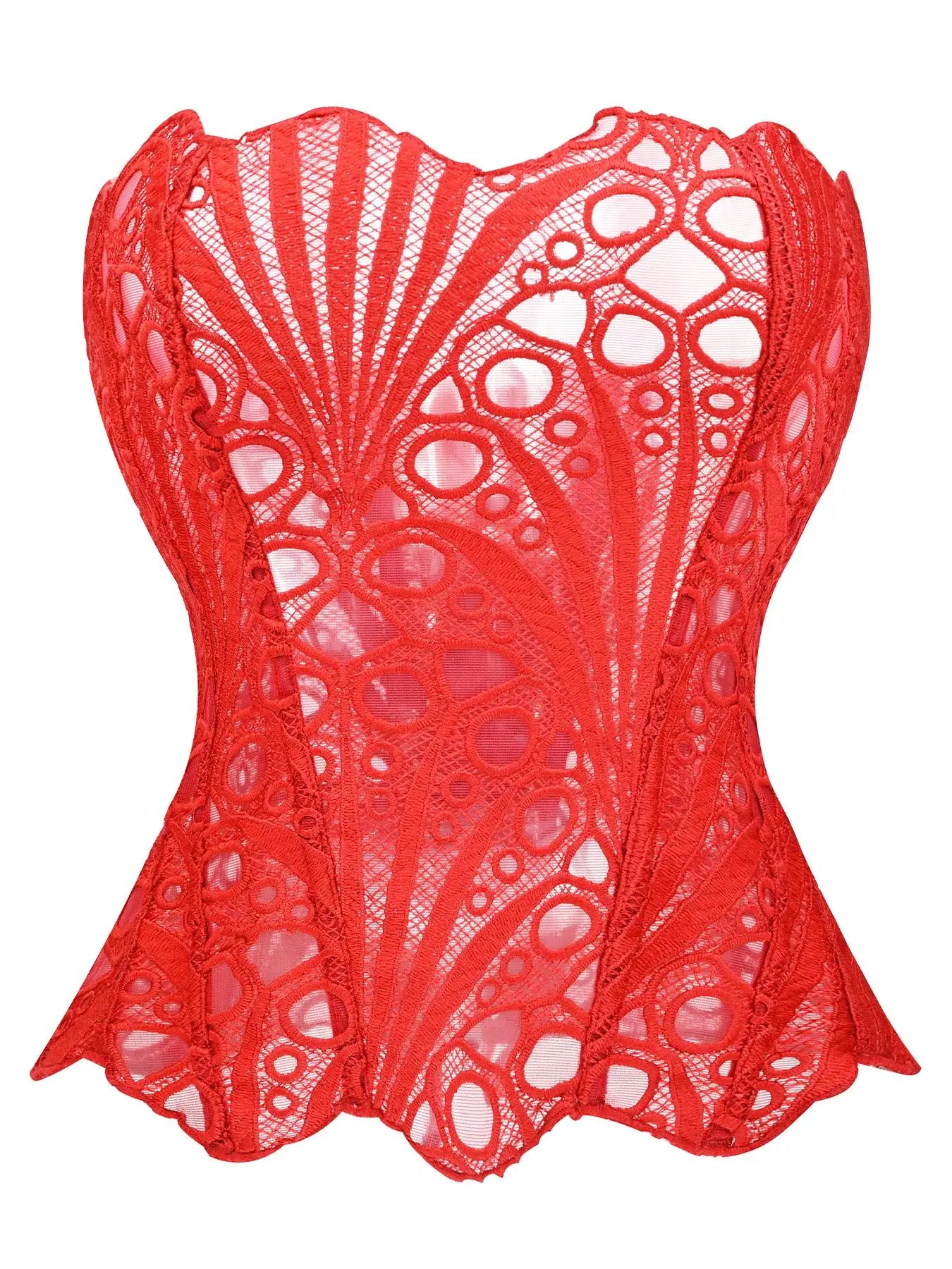 Women'S Random Pattern Lace up Shapewear Tube Top, Elegant Contrast Lace Corset Top, Tummy Control Shapewear for Women