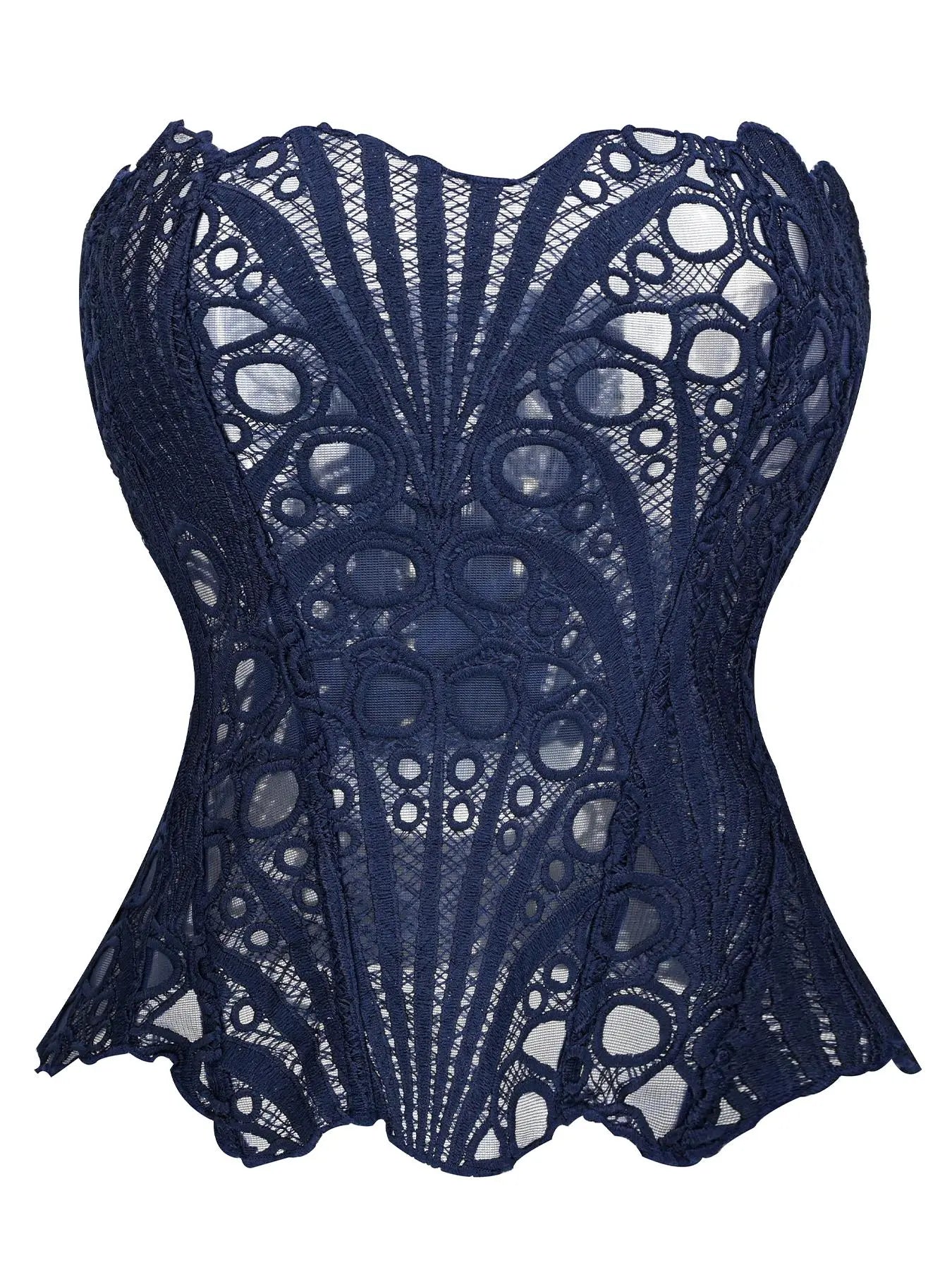 Women'S Random Pattern Lace up Shapewear Tube Top, Elegant Contrast Lace Corset Top, Tummy Control Shapewear for Women