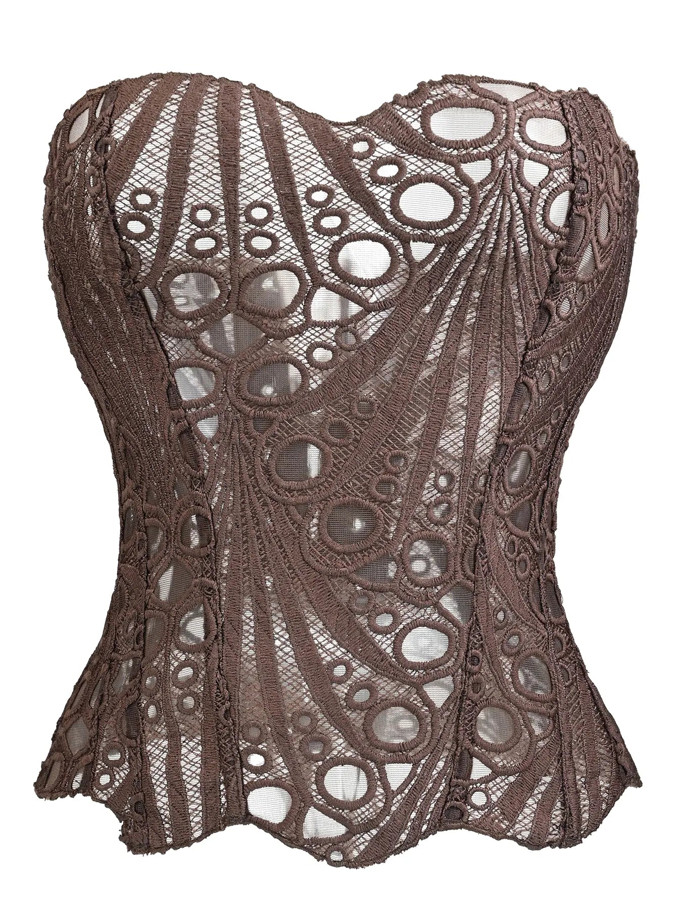 Women'S Random Pattern Lace up Shapewear Tube Top, Elegant Contrast Lace Corset Top, Tummy Control Shapewear for Women