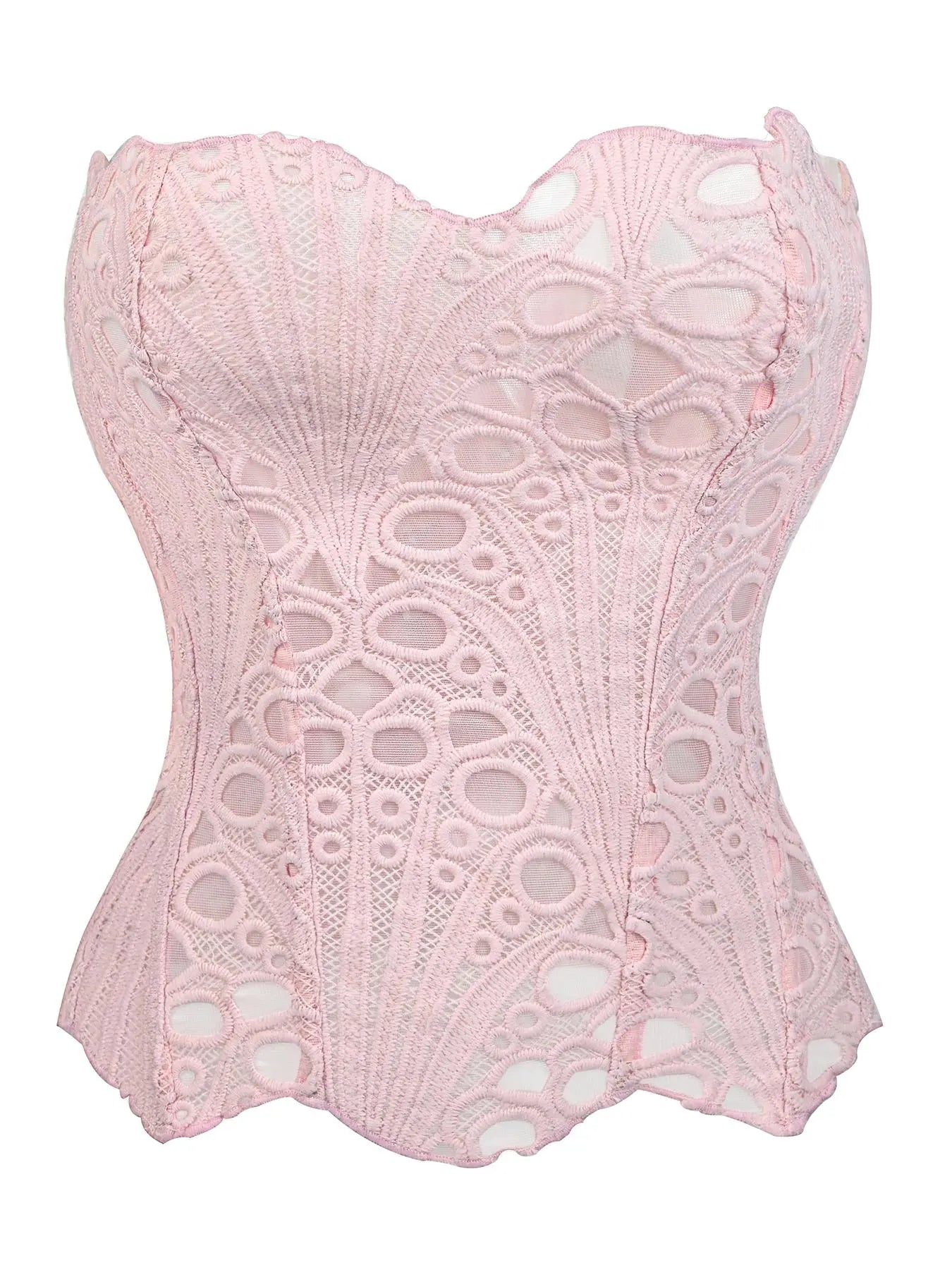 Women'S Random Pattern Lace up Shapewear Tube Top, Elegant Contrast Lace Corset Top, Tummy Control Shapewear for Women