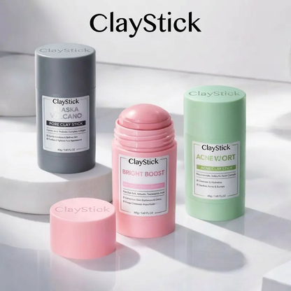 ClaySticks® - Green For Acne. Pink For Glow. Grey For Pores. Three Sticks.